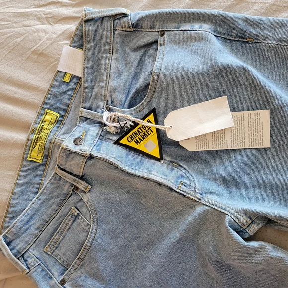 Guess X Chinatown Market Jeans with Yellow Smiley Knees